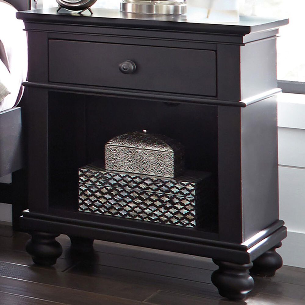 Riva Ridge Oxford 1-Drawer Nightstand in Black, , large