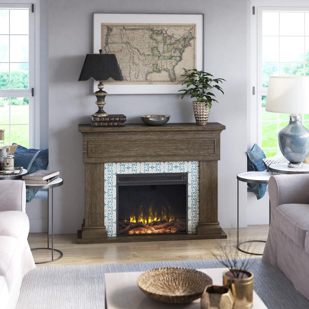 Classic Flame Twin Star 47" Wall Mantel Electric Fireplace with Reversible Surround in Hooper Oak, , large