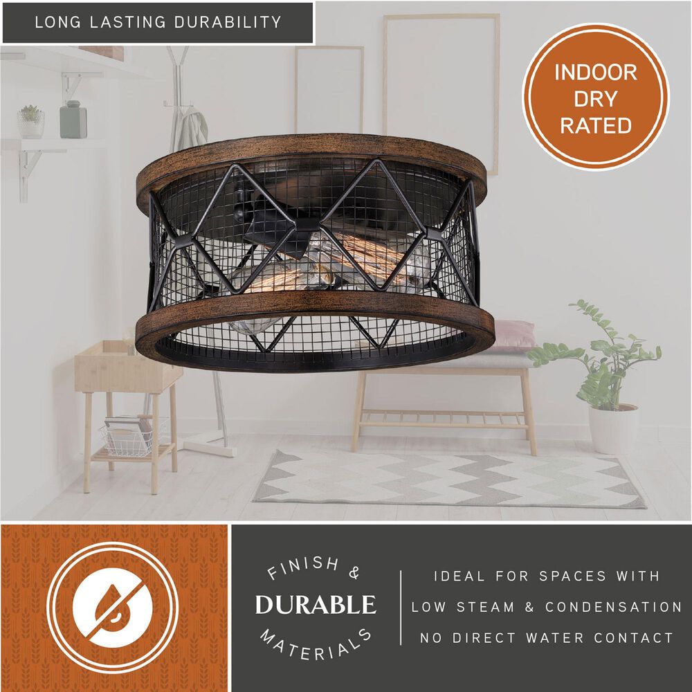 Vaxcel Bremerton 2-Light Flush Mount in Oil Rubbed Bronze and Burnished Teak, , large