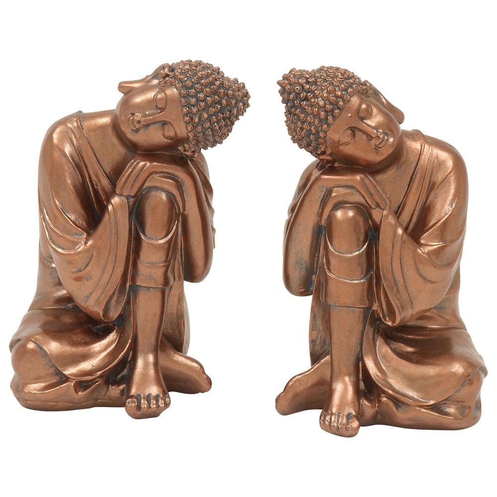 Maple and Jade Buddha Sculpture in Brown (Set of 2), , large