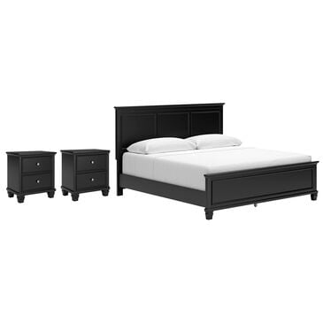 Ashley Lanolee 3-Piece King Bed with Two Nightstands in Black, , large
