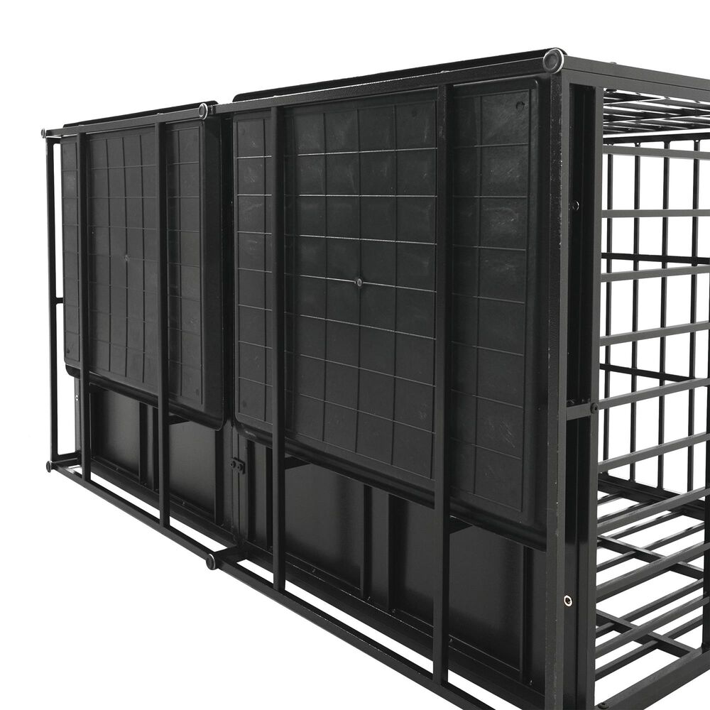 HOMLUX 61" Extra Large Heavy Duty Metal Dog Crate for Large Dogs in Black, , large