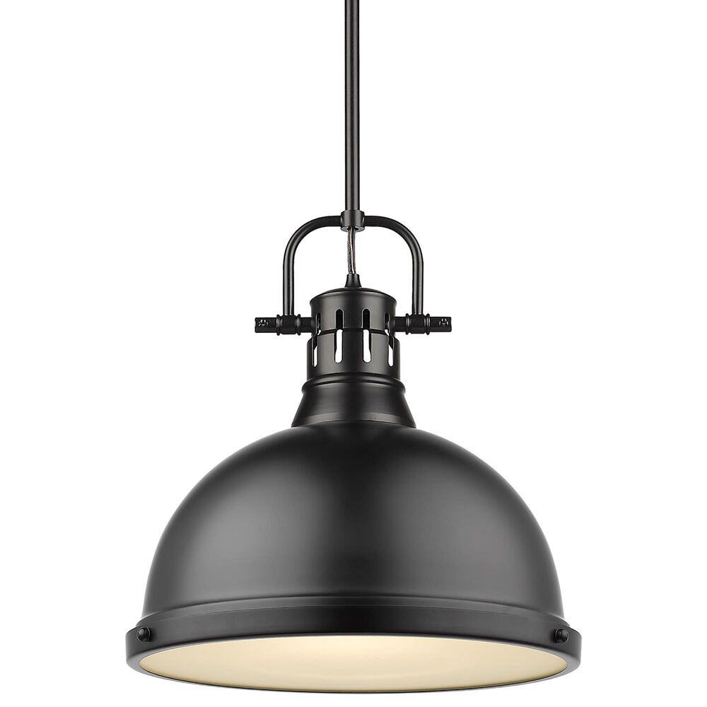 Golden Lighting Duncan 1-Light Pendant with Rod in Matte Black, , large