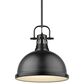 Golden Lighting Duncan 1-Light Pendant with Rod in Matte Black, , large