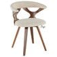 LumiSource Gardenia Swivel Arm Chair with Cream Upholstered in Walnut, , large