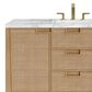 James Martin Vanities Solene 48" Single Bathroom Vanity in Seaside Oak with 3 cm Carrara White Marble Top and Rectangular Sink, , large