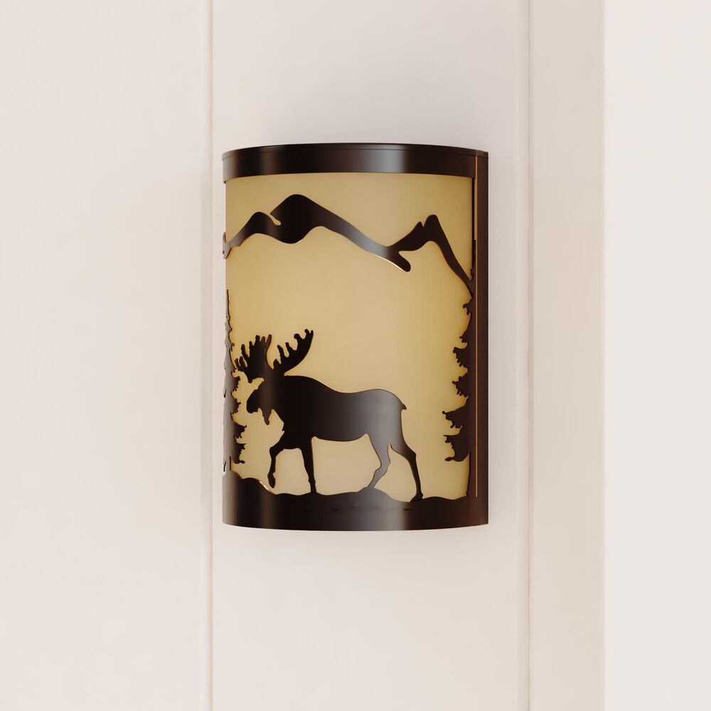 Vaxcel Yellowstone 1-Light Moose Wall Sconce in Burnished Bronze, , large