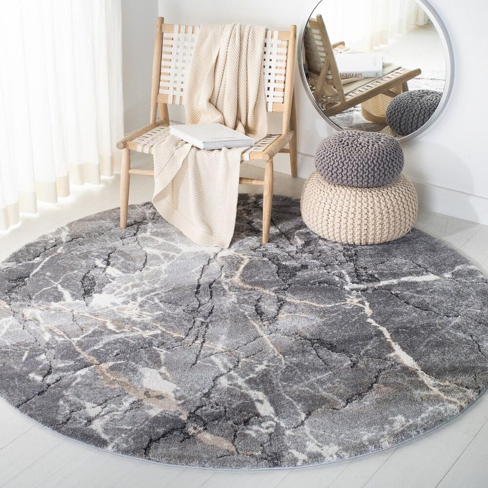 Safavieh Cyrus Shag CYR114G 6&#39;7&quot; Round Grey and Beige Area Rug, , large