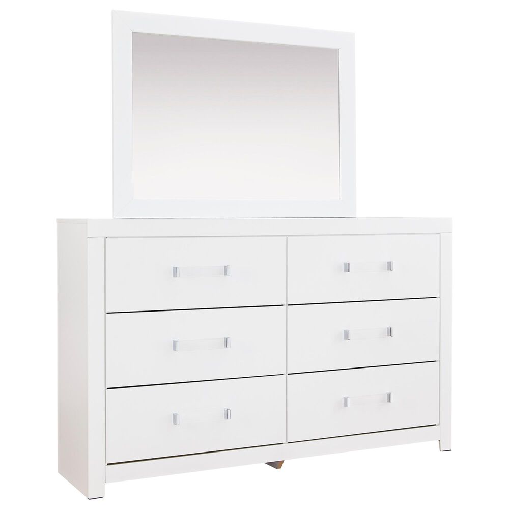 Ashley Maeling 5 Piece Queen Upholstered Panel Bedroom Set in Matte White, , large