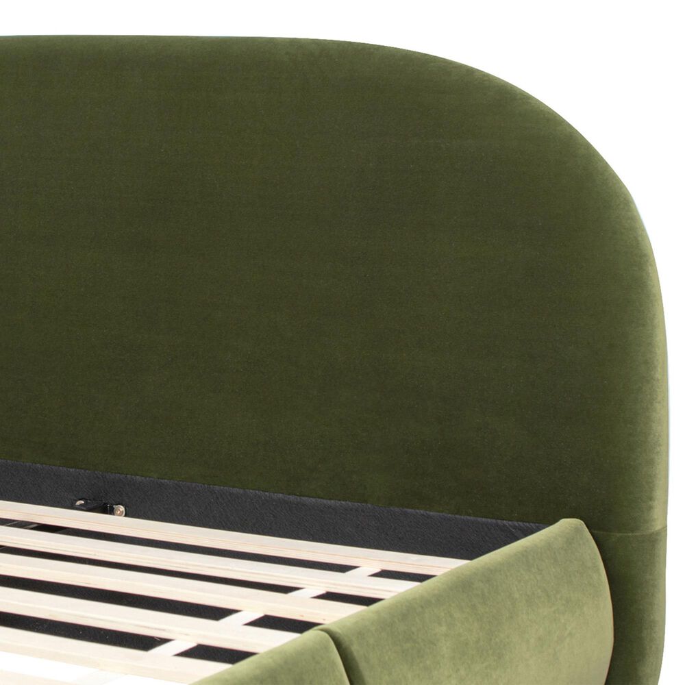 Jennifer Taylor Home Archie Puffy Grounded Queen Upholstered Platform Bed in Olive Green, , large