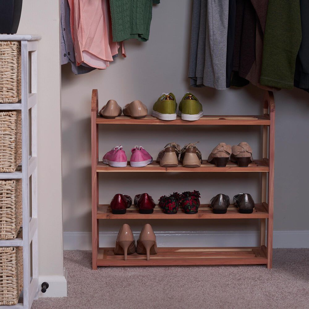 Household Essentials CedarFresh 4-Tier Cedar Shoe Rack in Brown, , large