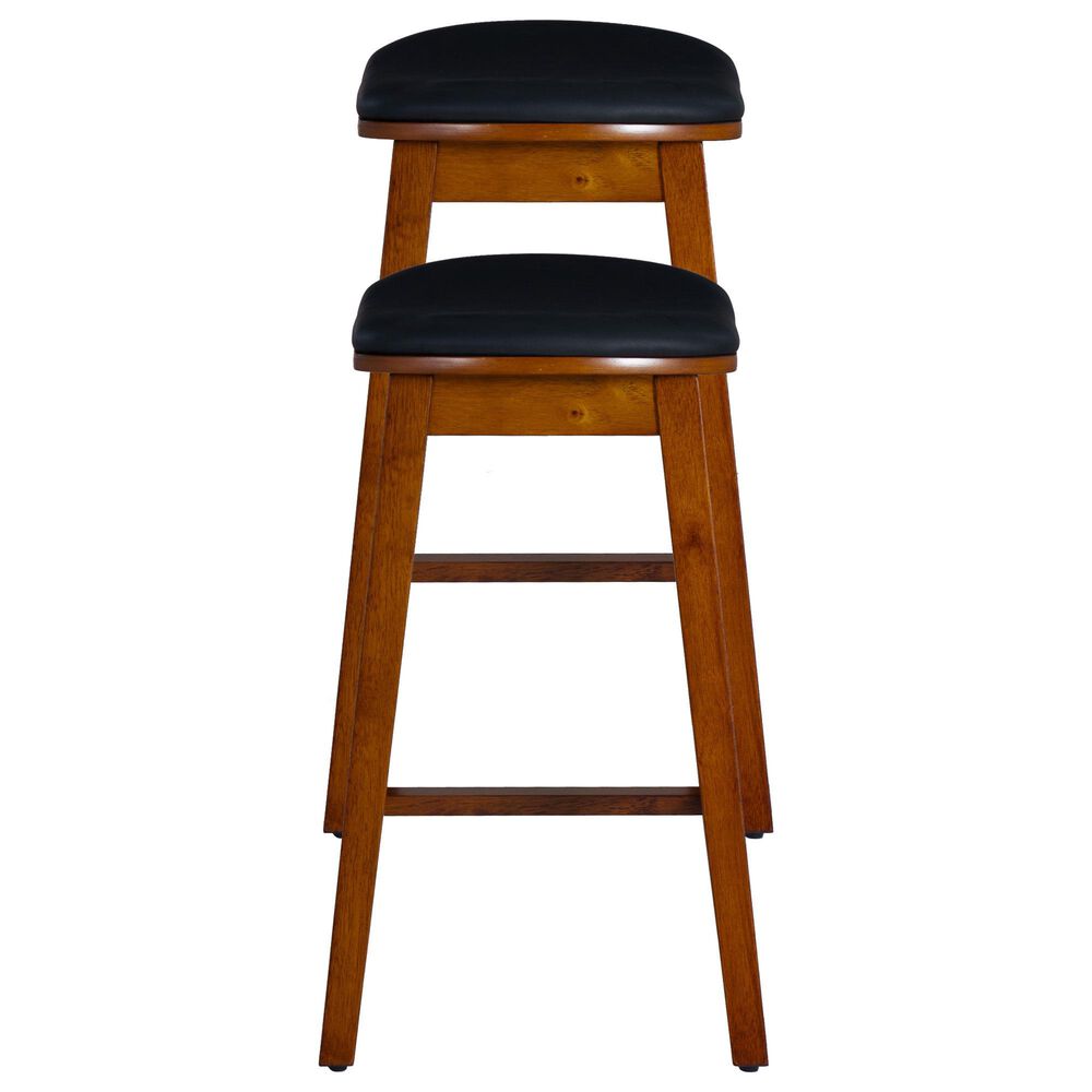 Linon Home Decor Culver Counter Stool with Black Cushion in Brown (Set of 2), , large