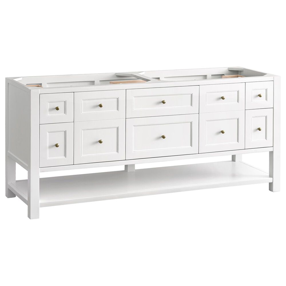 James Martin Vanities Breckenridge 72&quot; Double Bathroom Vanity in Bright White with 3 cm Lime Delight Quartz Top and Rectangular Sinks, , large