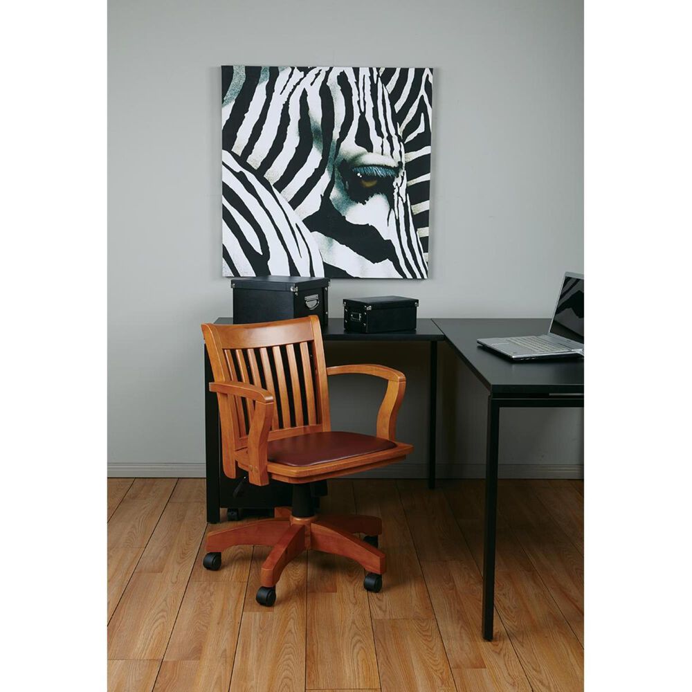 OSP Home Deluxe Wood Bankers Chair with Padded Seat in Brown, , large