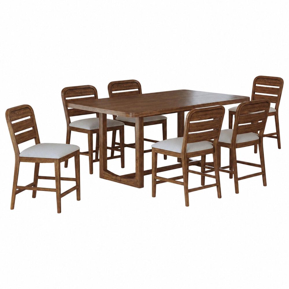 Mayberry Hill Glinda 7-Piece Rectangular Dining Set in Brown, , large