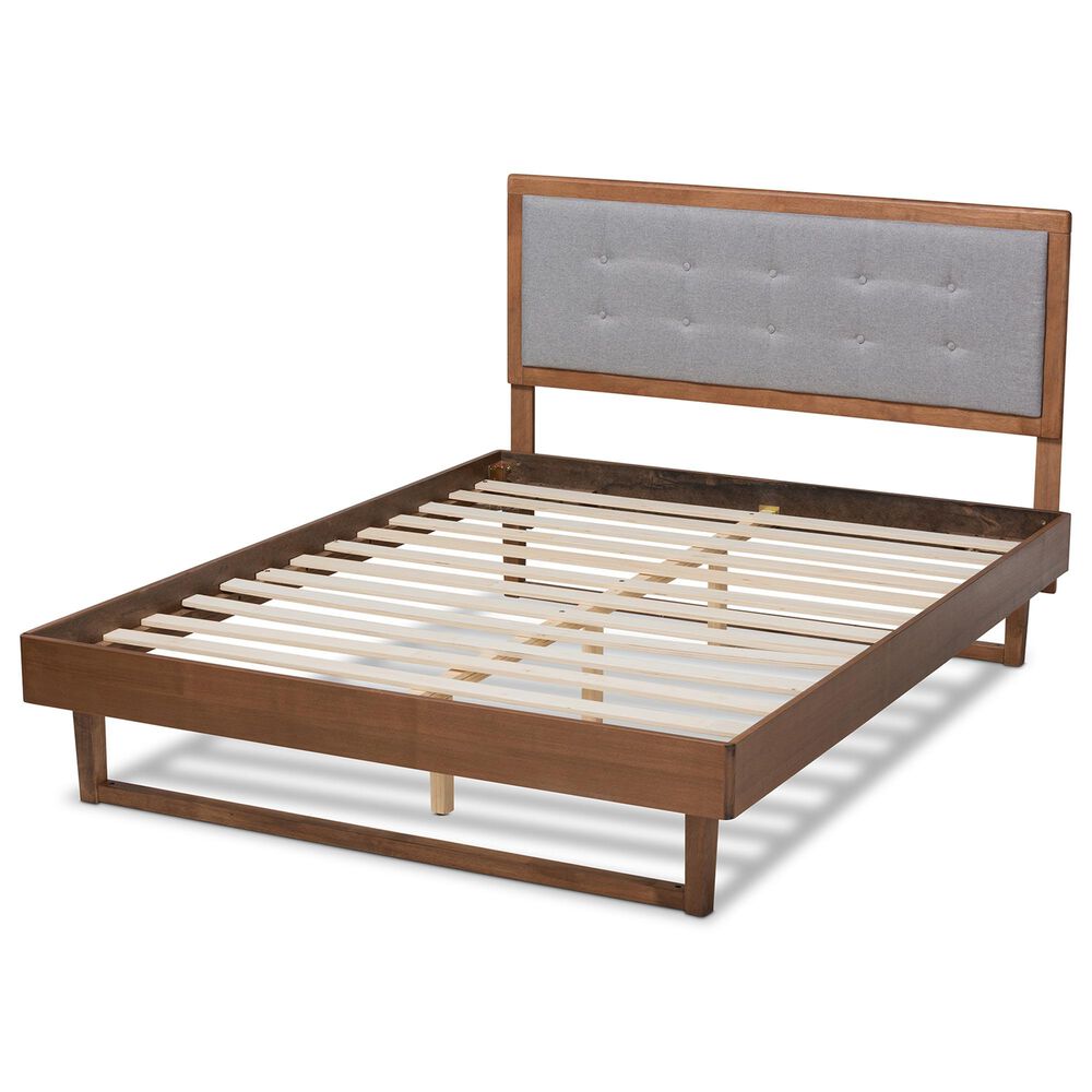 Baxton Studio Viviana King Platform Bed in Gray/Walnut, , large