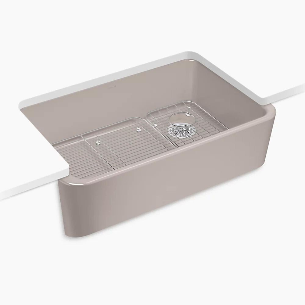 Kohler Ironridge 34" Undermount Single-Bowl Farmhouse Kitchen Sinks in Truffle, , large
