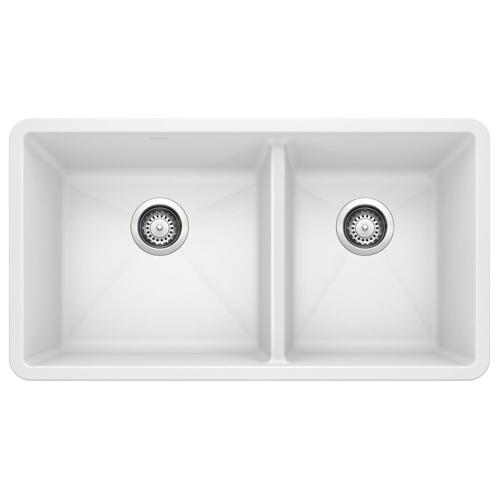 Blanco Precis 33" 1-3/4 Double Bowl Kitchen Sink in White, , large