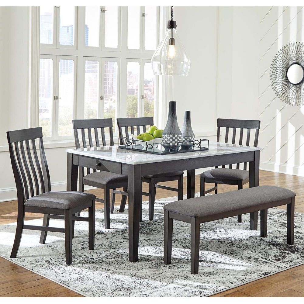 Signature Design by Ashley Luvoni 6-Piece Dining Set in White and Dark Charcoal Gray, , large