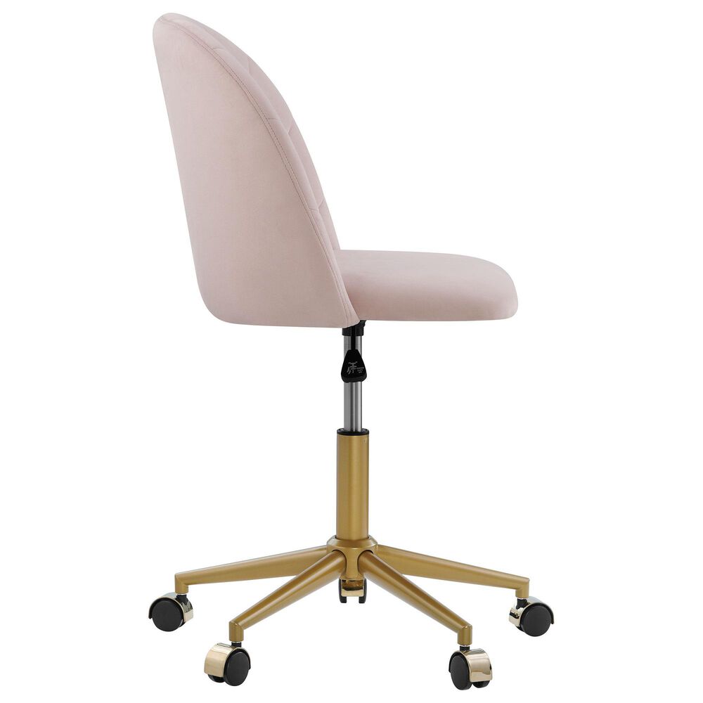 Linon Home Decor Adalynn Swivel Desk Chair with Blush Pink Cushion in Gold, , large