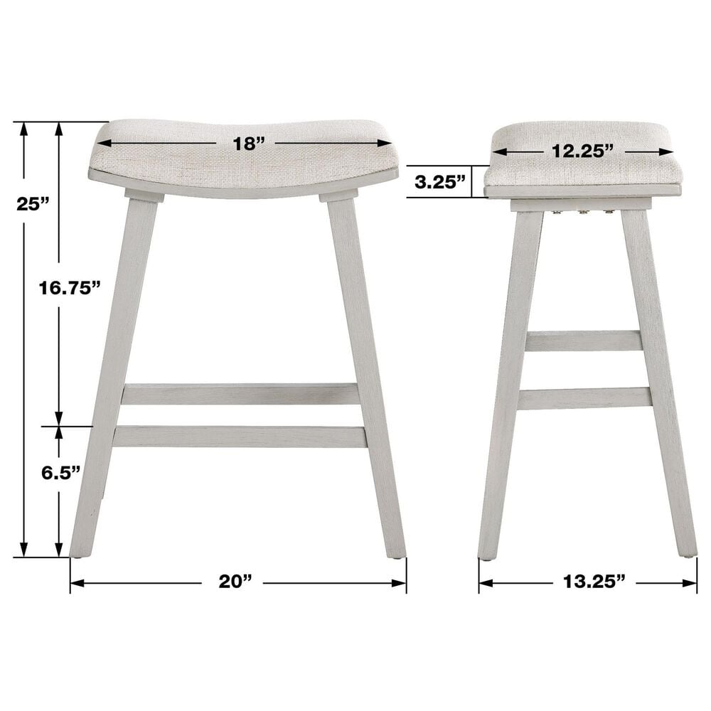 Valor Living Coley 24" Counter Stool with Linen Cushion Seat in White Wash (Set of 2), , large