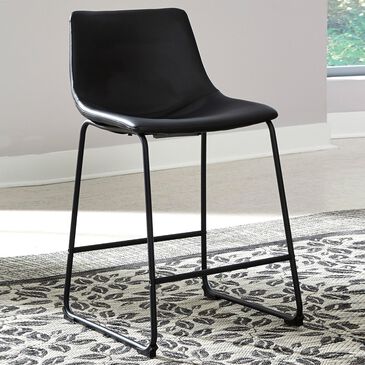 Signature Design by Ashley Centiar Upholstered Barstool in Black Faux Leather, , large