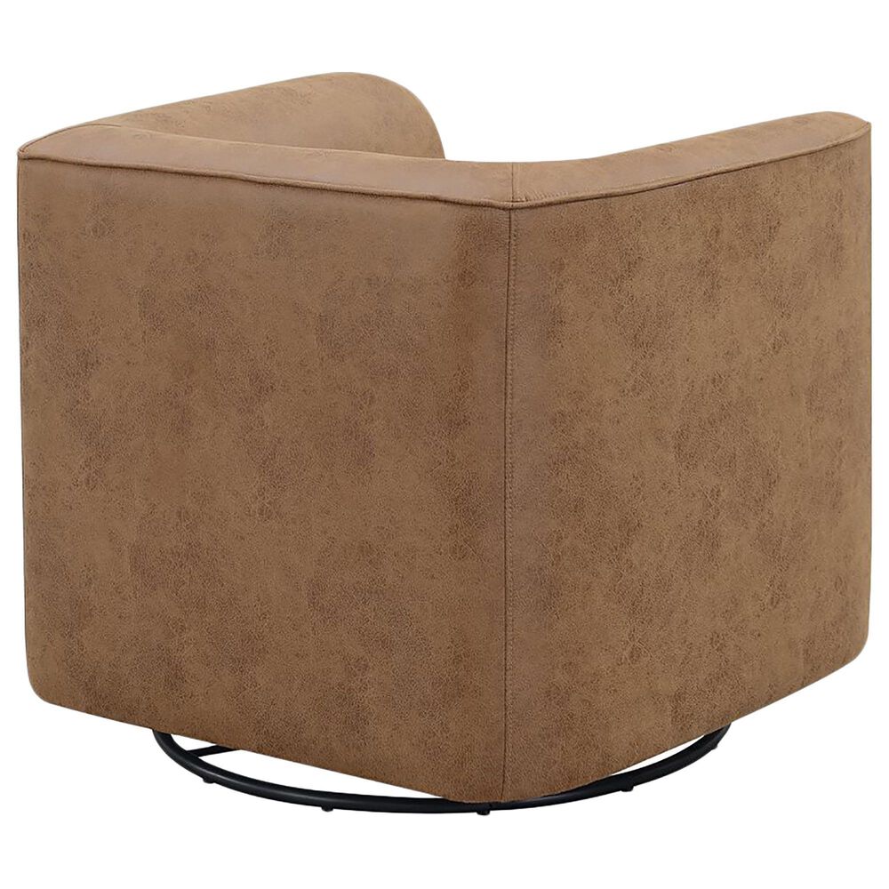 Golden Wave Furniture Whirlaway Swivel Accent Chair in Saddle Brown, , large