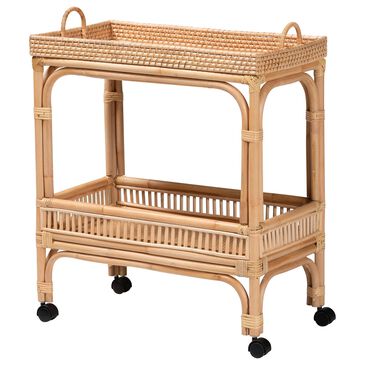 Baxton Studio Lombok Rattan Wine Cart in Natural Brown, , large