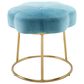 Linon Home Decor Seraphina Vanity Stool with Blue Cushion in Gold, , large