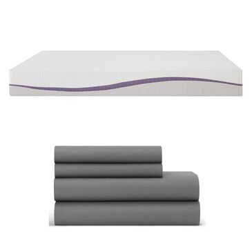 Purple Plus Twin Mattress in a Box + 3-Piece Softstretch Sheets in Stormy Grey, , large
