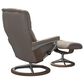 Stressless Mayfair Large Leather Chair and Ottoman in Paloma Fog, , large