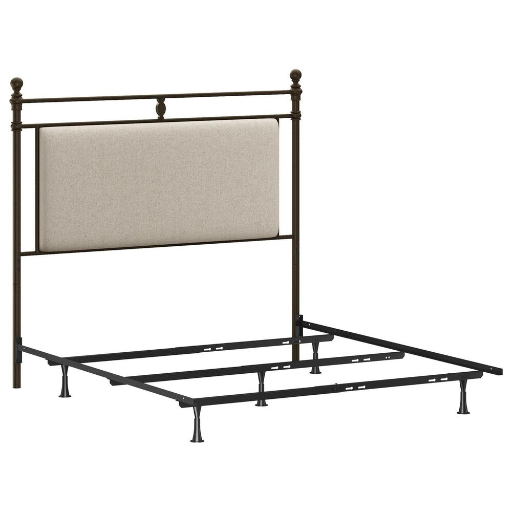 Richlands Furniture Ashley Queen Poster Panel Metal and Upholstered Bed in Brown and Rustic Brown, , large