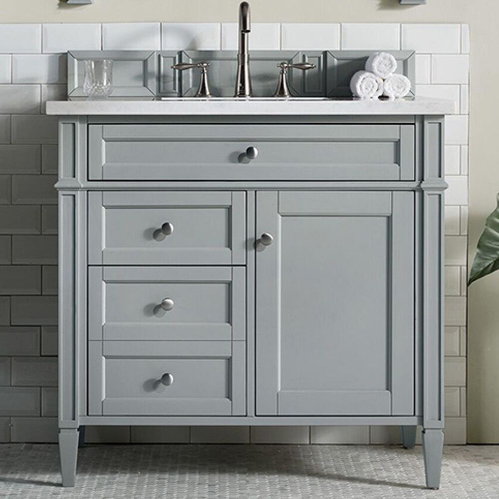 James Martin Brittany 36" Single Vanity in Urban Gray with 3 cm Arctic Fall Solid Surface Top, , large