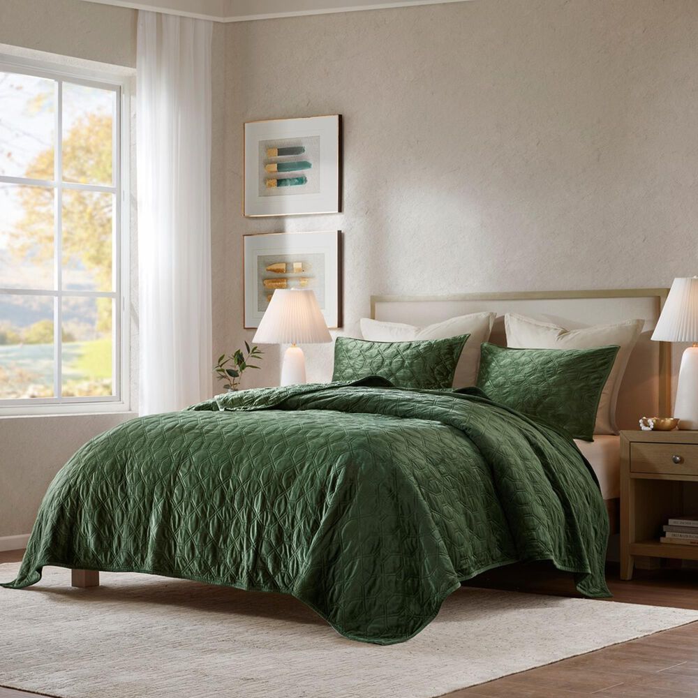 Hampton Park Harper 3-Piece Full/Queen Velvet Quilt Set in Taupe, , large