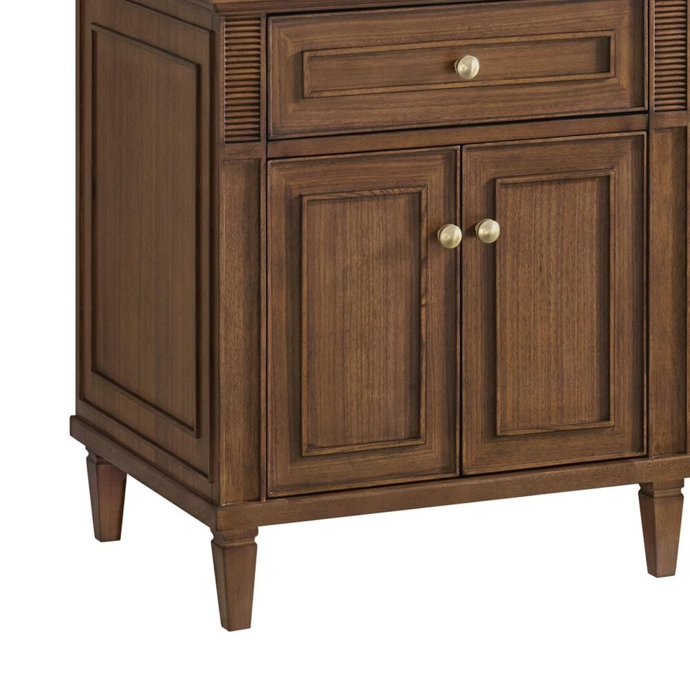 James Martin Vanities Lorelai 72" Double Bathroom Vanity in Mid-Century Walnut with 3 cm Eternal Jasmine Pearl Silestone Top, Rectangular Sinks and FreePower Wireless Charger, , large