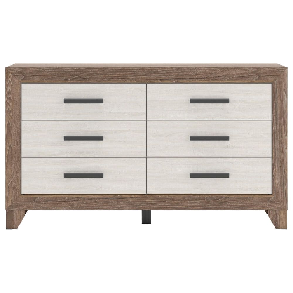 Ashley Sharnari 4-Piece King Bedroom Set in Warm Gray, Brown and Antique White Laminate, , large