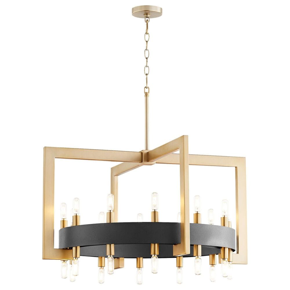 Cyan Archibald 24-Light Chandelier in Noir and Aged Brass, , large