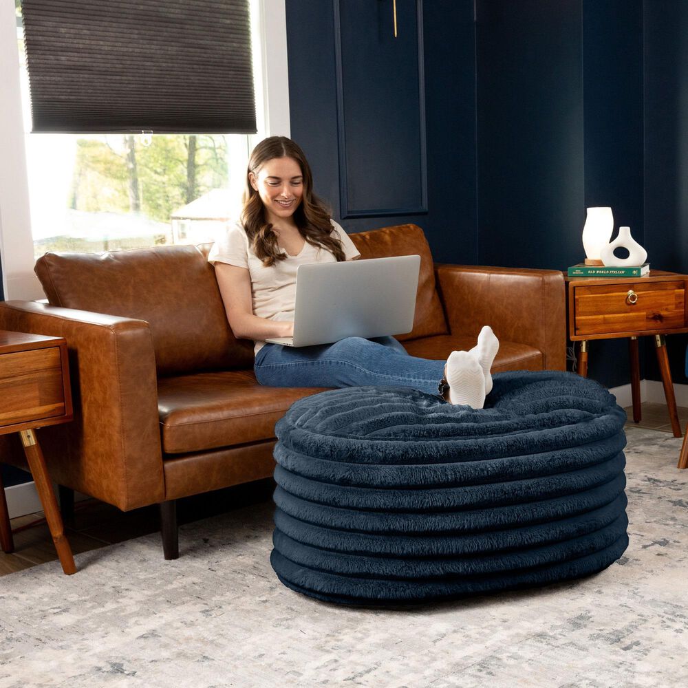 Jaxx Paran Oval Ottoman in Mondo Navy, , large