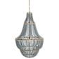 Creative Coop Laurel Draped Wood Bead Chandelier with Brushed Gold and Faded Blue Shade, , large