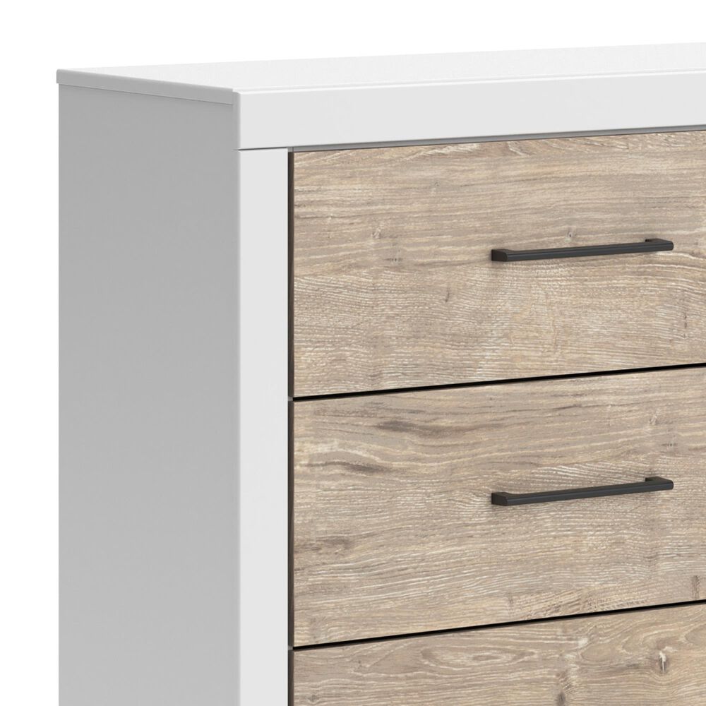 Ashley Charbitt 6-Drawer Dresser in Matte White and Replicated Oak Grain, , large