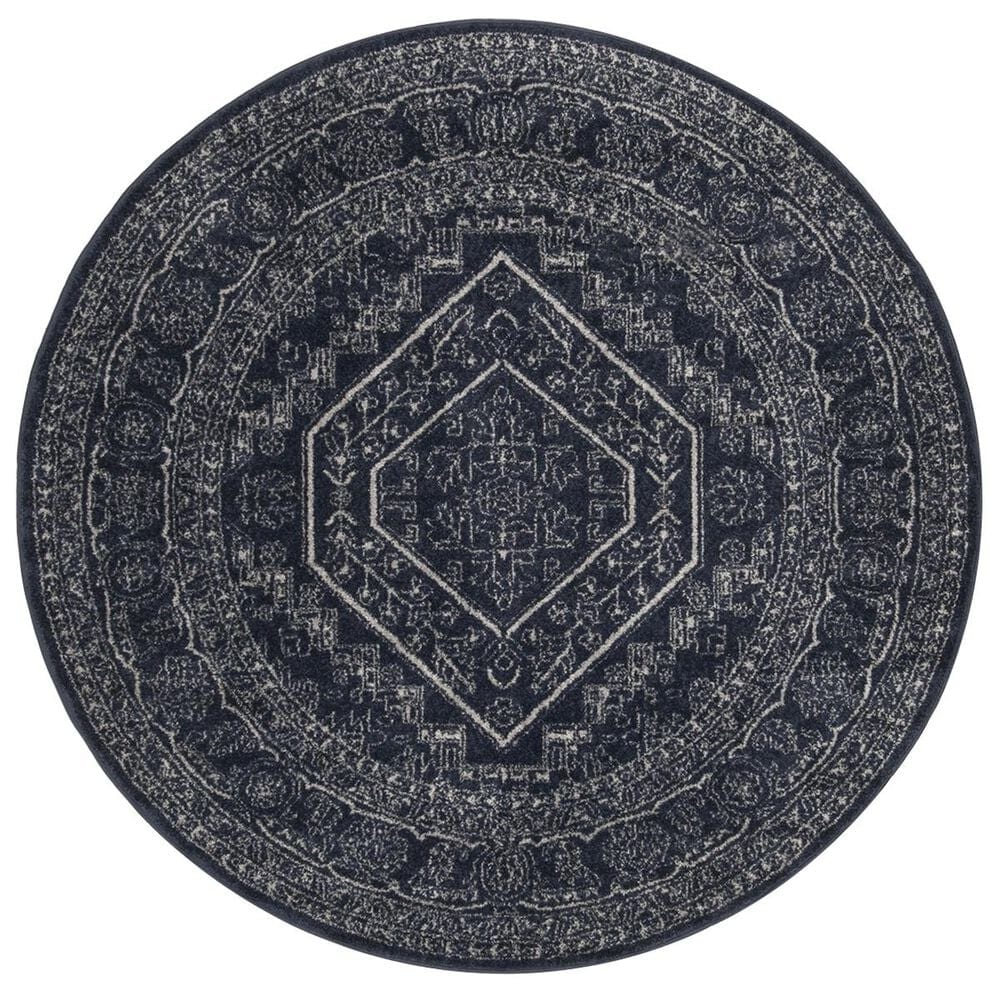 Safavieh Adirondack ADR108N 4&#39; Round Navy and Ivory Area Rug, , large