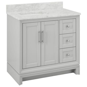 Greentouch ED Ellen DeGeneres Anaheim 36" Single Bathroom Vanity in Light Gray with 1" Natural Carrara Marble Top and Undermount Rectangular Sink, , large