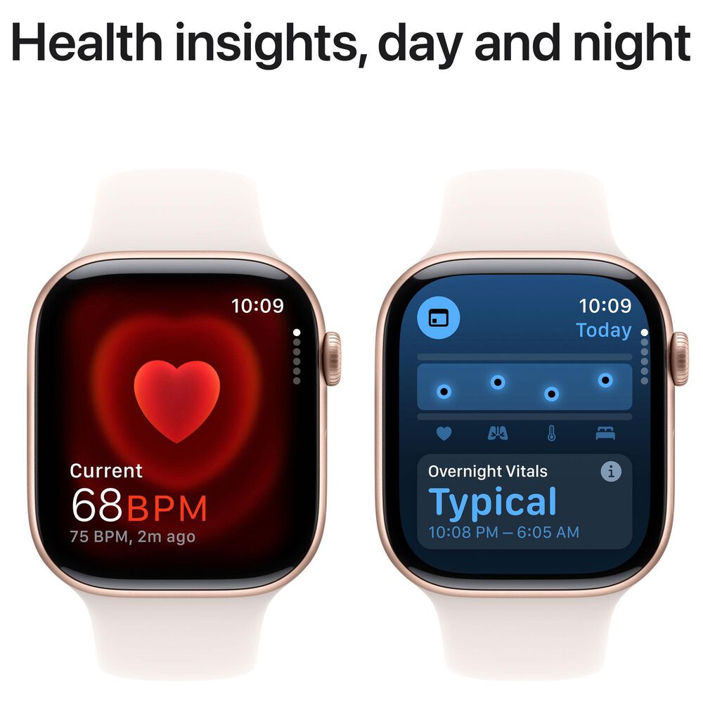 Apple Watch Series 10 GPS 46mm Rose Gold Aluminum Case with Light Blush Sport Band - M/L, , large