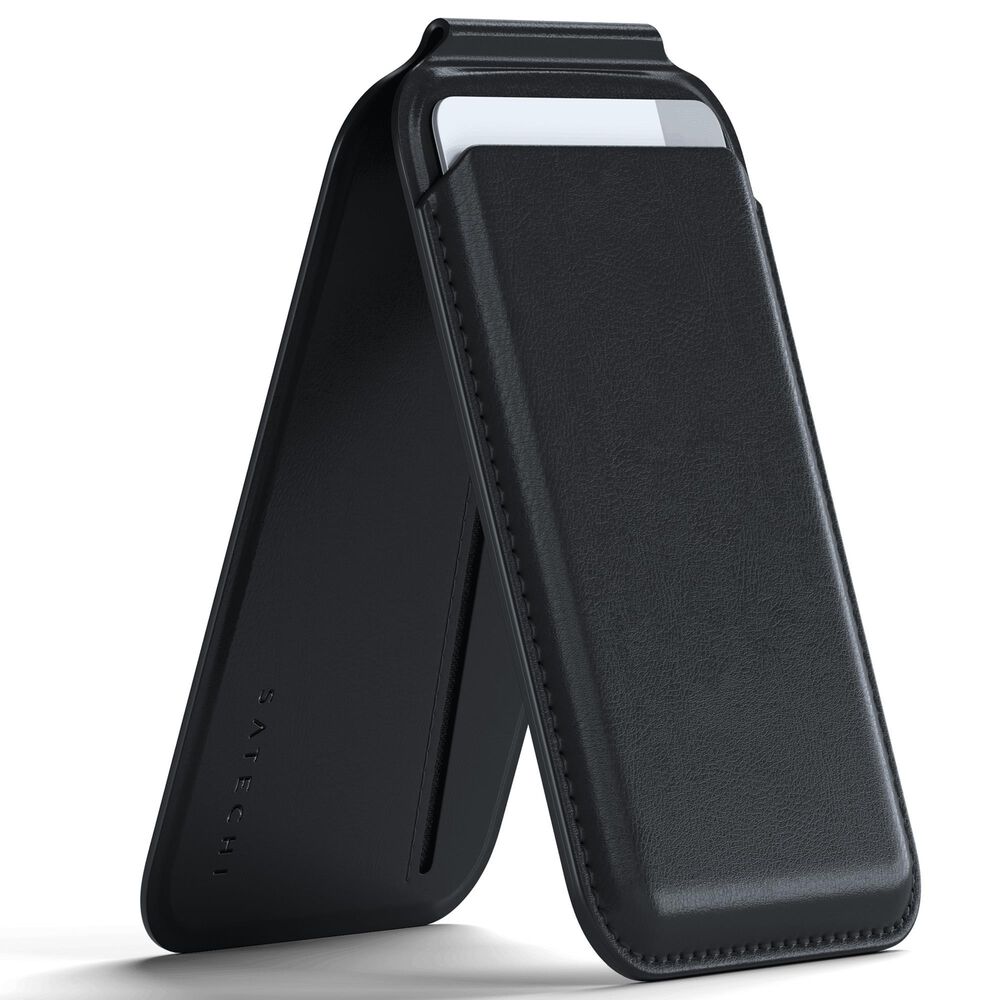 Satechi Vegan Leather Magnetic Wallet Stand in Black, , large