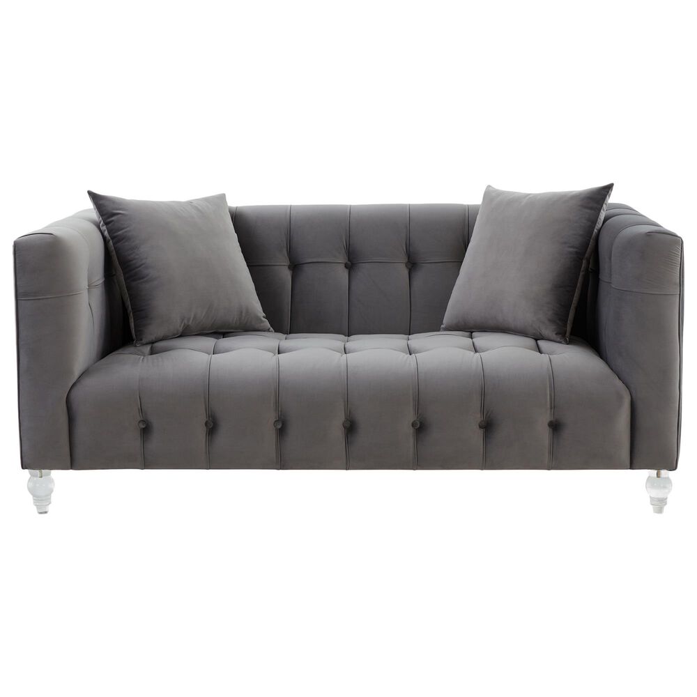Tov Furniture Bea Stationary Loveseat in Grey Velvet, , large