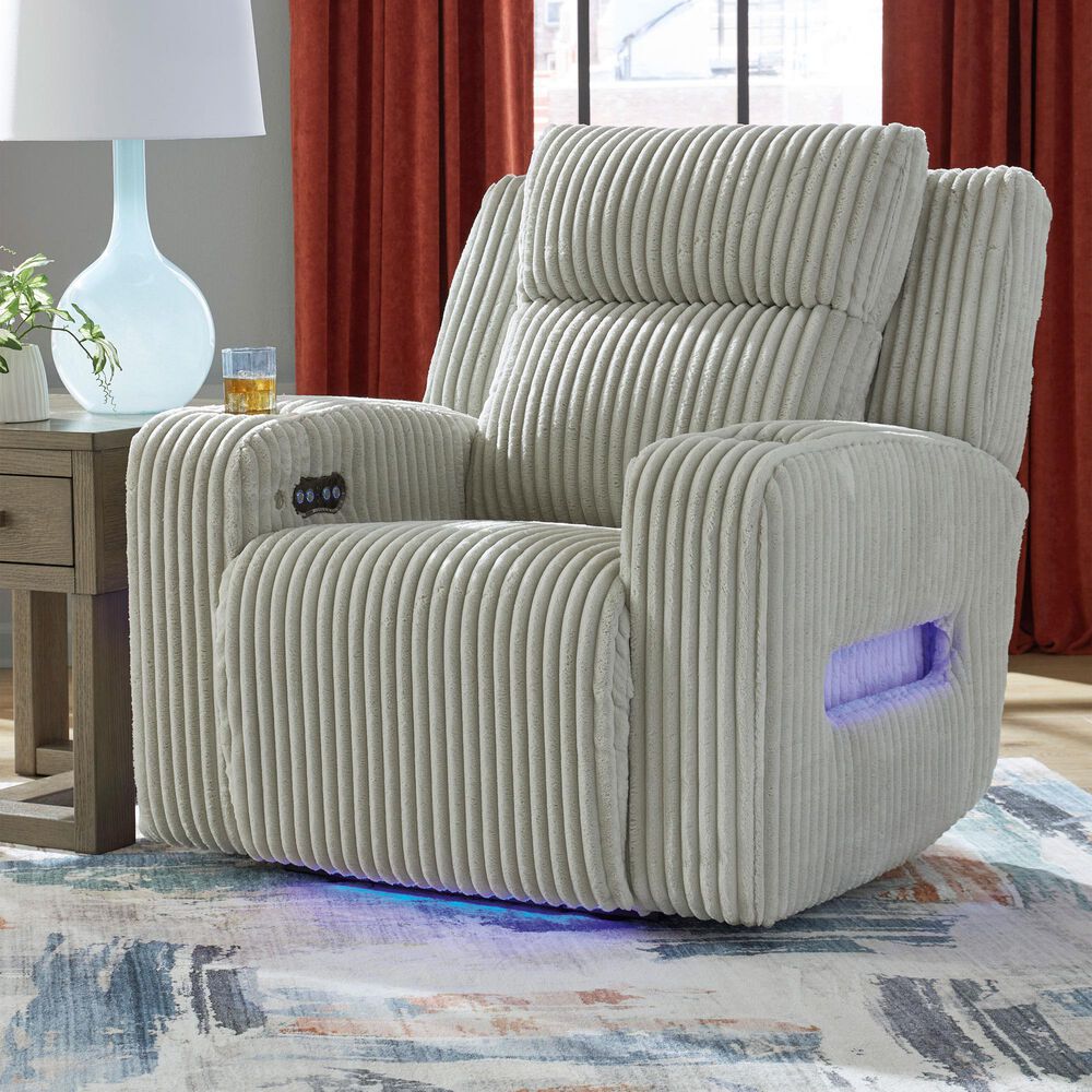 Ashley Forest Lake Power Recliner with Adjustable Headrest in Alloy Velvet, , large