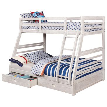 Furniture of America Mccullough Twin over Full Bunk Bed in Brushed White, , large