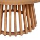 Hearth and Haven Outdoor Round Coffee Table with Slatted Base in Light Teak, , large