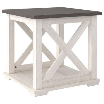 Signature Design by Ashley Dorrinson Square End Table in Gray and Antiqued White, , large