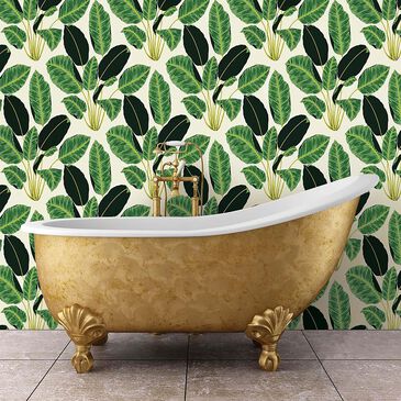 Tempaper Genevieve Gorder Hojas Cubanas Rich Emerald Peel and Stick Wallpaper, , large